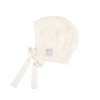 Especially delicate and tender pattern bonne hat for your newborn. A beautiful light bonnet covers the ears for extra warmth.