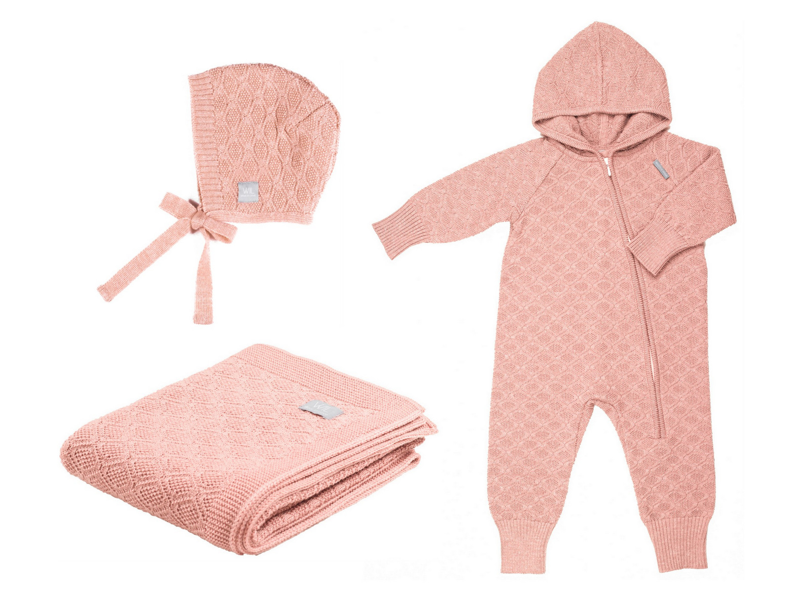 LARGE BABY GIFT SET HAPPINESS (baby blanket, jumpsuit & bonnet)